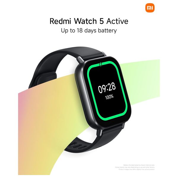  ساعة شاومي الذكية - Watch 5 Active - شاشة LCD ‏2 إنش - بطارية تدوم حتى 18 يوم - مكالمات بلوتوث - اسود 