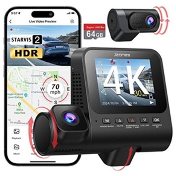 Lingdu V630 - Dash Cam - 4K Resolution - built-in GPS & Wi-Fi - Black
