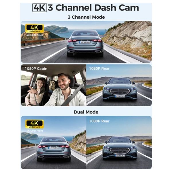 Lingdu V630 - Dash Cam - 4K Resolution - built-in GPS & Wi-Fi - Black