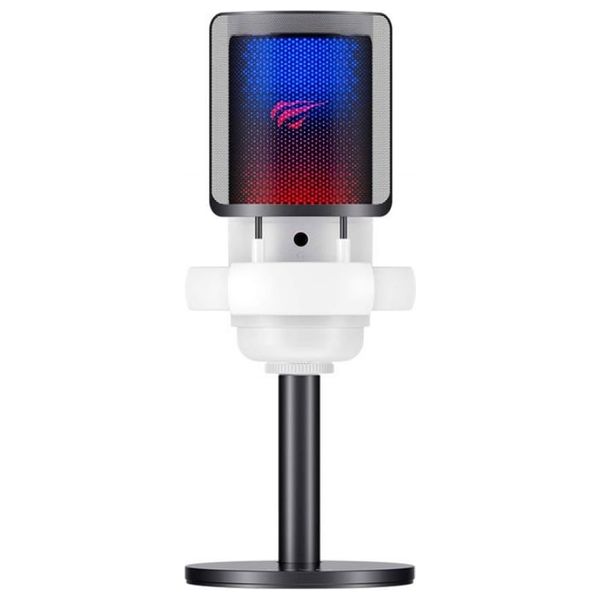  Havit GK50 Live Microphone - RGB lighting - adjustable arm stand -  high-quality sound for streaming, recording, or online communication - White 