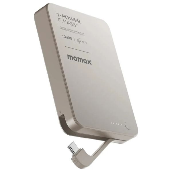  شاحن محمول موماكس 1-باور ميني - 10000 مللي أمبير - شحن فائق السرعة بقوة 30 واط بتقنية PD - تيتانيوم 