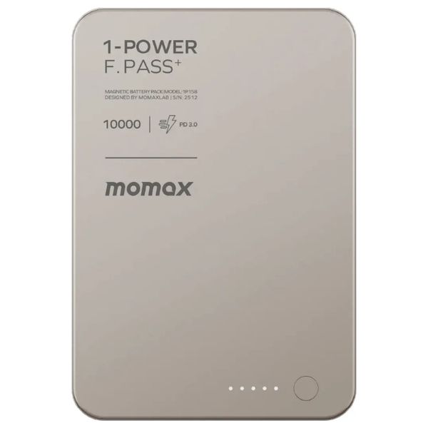  شاحن محمول موماكس 1-باور ميني - 10000 مللي أمبير - شحن فائق السرعة بقوة 30 واط بتقنية PD - تيتانيوم 