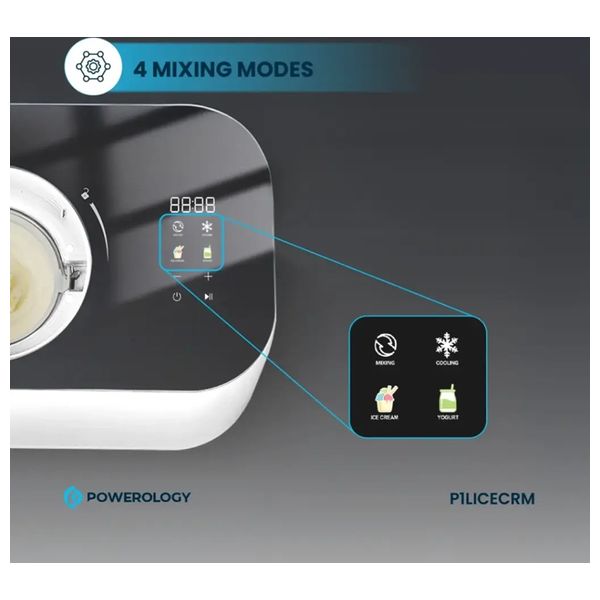 Powerology - Ice Cream Machine - 1L - with Touch Display - White 