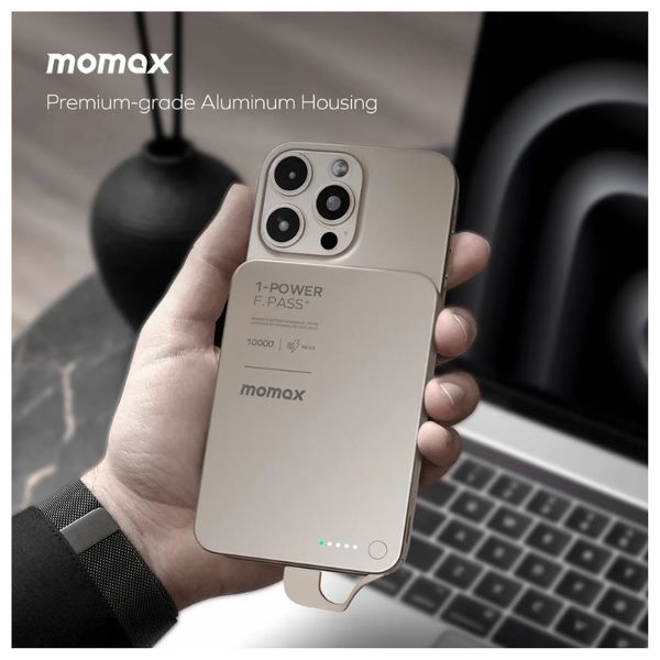  شاحن محمول موماكس 1-باور ميني - 10000 مللي أمبير - شحن فائق السرعة بقوة 30 واط بتقنية PD - تيتانيوم 