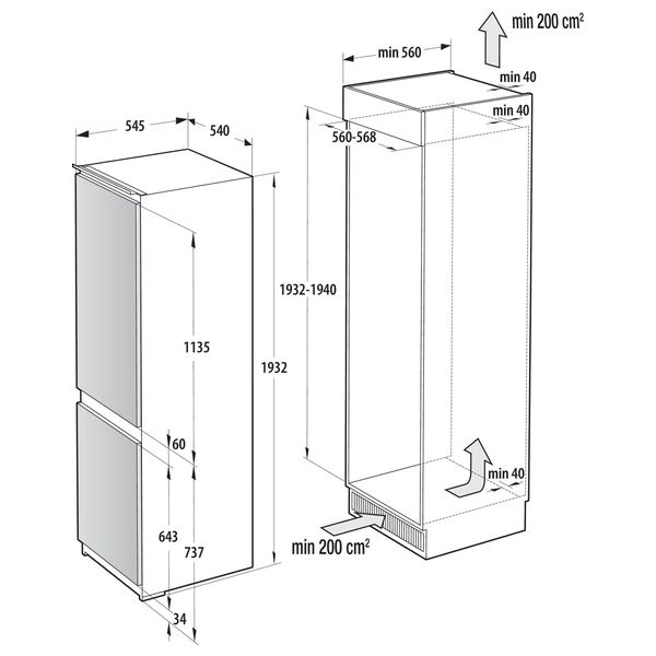  Gorenje NRKI517E41 - Conventional Refrigerator - 9 ft - Digital controls with LED display - White 