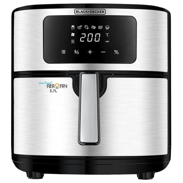 Black & Decker - Digital Air Fryer - 1500W - 12 cooking functions, 6 pre-set low-fat programs - Digital touch panel with LED display - Stainless Steel