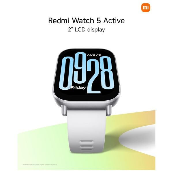  ساعة شاومي الذكية - Watch 5 Active - شاشة LCD ‏2 إنش - بطارية تدوم حتى 18 يوم - مكالمات بلوتوث - سلفر 