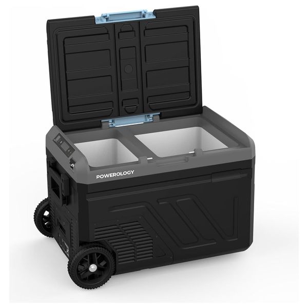 Powerology - Dual Compartment Smart Fridge & Freezer - 40L - 20800mAh Battery & PD 60W - Black