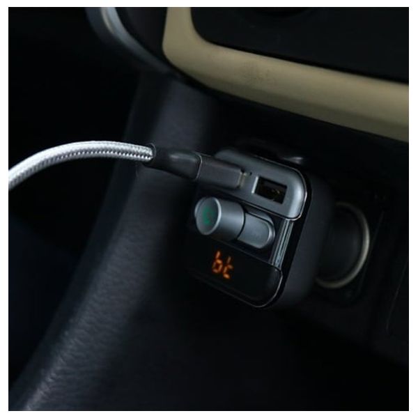  جهاز إرسال اف ام وشاحن سيارة سريع الشحن بورودو - 3.4 أمبير / 15 واط - رمادي 