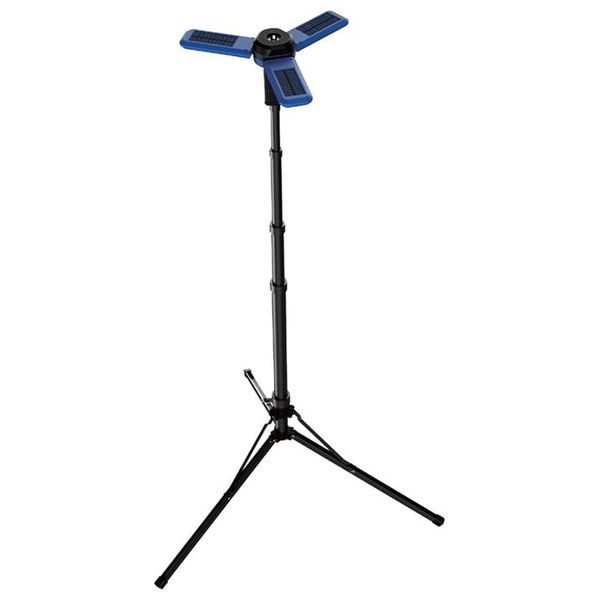  مصباح تخييم - 2600 مللي أمبير/ساعة - حامل ثلاثي القوائم وألواح شمسية مدمجة - أزرق 