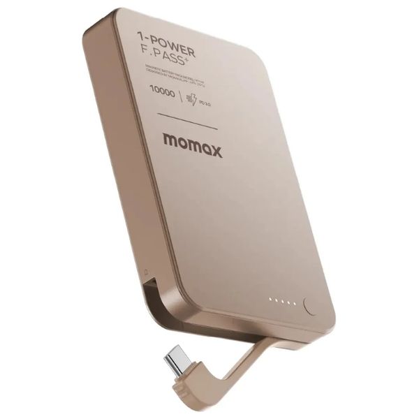  شاحن محمول موماكس 1-باور ميني - 10000 مللي أمبير - شحن فائق السرعة بقوة 30 واط بتقنية PD - ذهبي 