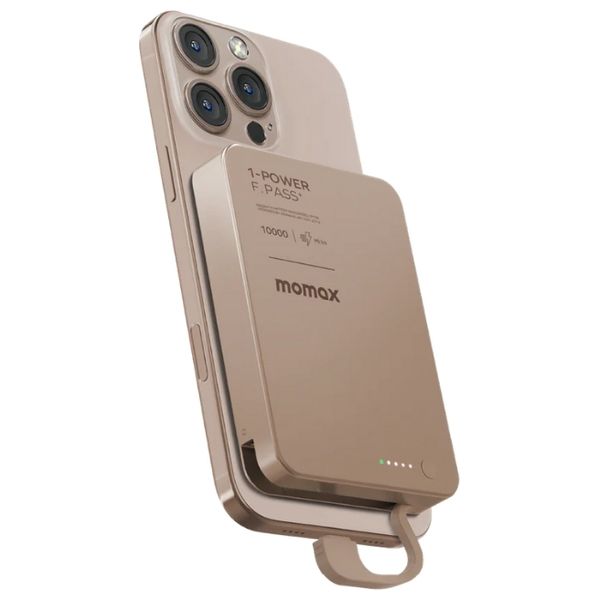  شاحن محمول موماكس 1-باور ميني - 10000 مللي أمبير - شحن فائق السرعة بقوة 30 واط بتقنية PD - ذهبي 
