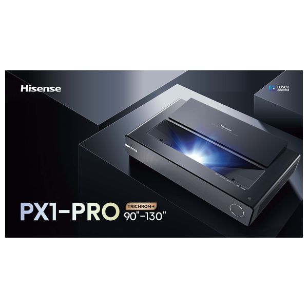 Hisense PX1-PRO - Trichroma Laser Cinema Projector - 4K UHD - Projection Size 90 Inch – 130 Inch - Gray