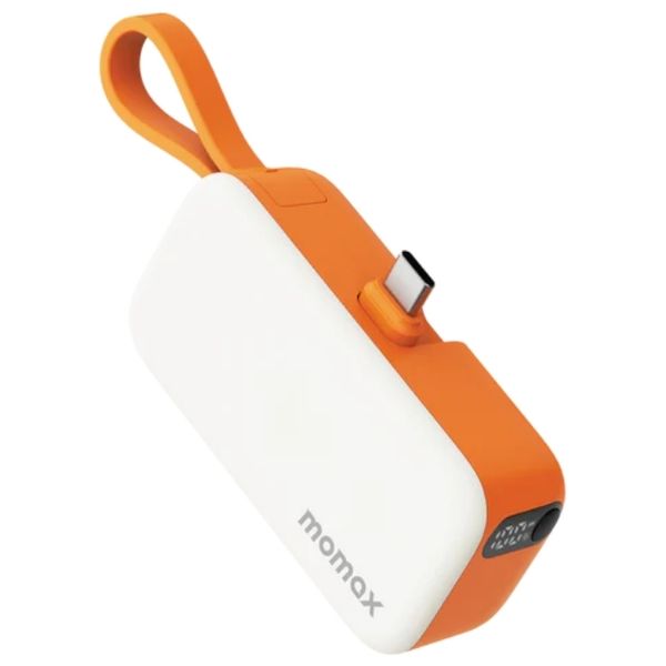  شاحن محمول صغير الحجم ومبتكر موماكس ون باور ميني - تصميم 3 في 1 - سعة 5000 مللي أمبير - شحن سريع PD بقوة 20 واط - برتقالي 