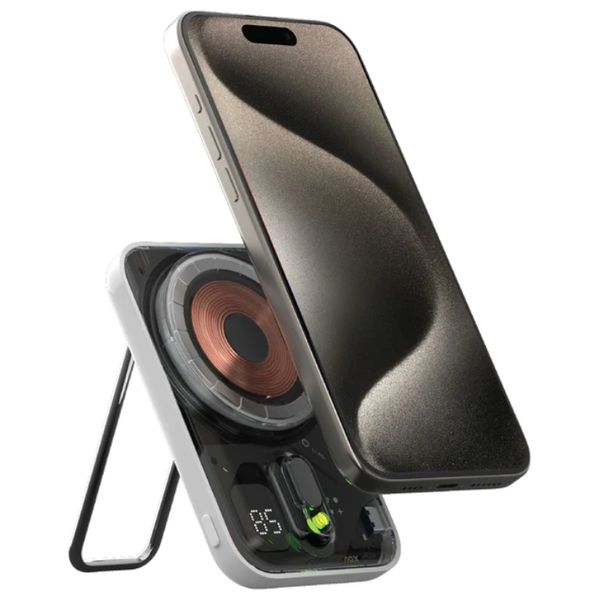  شاحن محمول بتقنية ماج سيف موماكس باور فلو برو - 5000 مللي أمبير -  تصميم محمول نحيف وخفيف الوزن وسهل الحمل - أبيض 