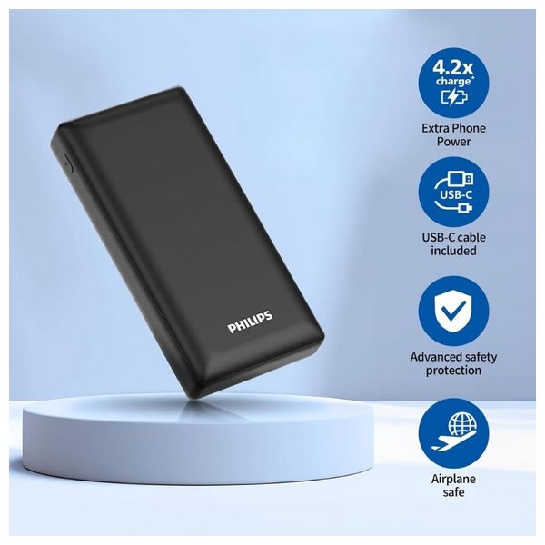 Philips 1079 - Power Bank - 20,000 mAh - Max 20W - Black