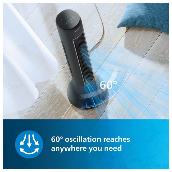  Philips CX5535/11 - Tower Fan - Large airflow coverage for comfortable cooling - Slim and space saving design - Black 