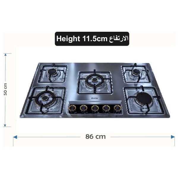 Inox E91S - Built-In Gas Cooker - 5 Burners - Steel