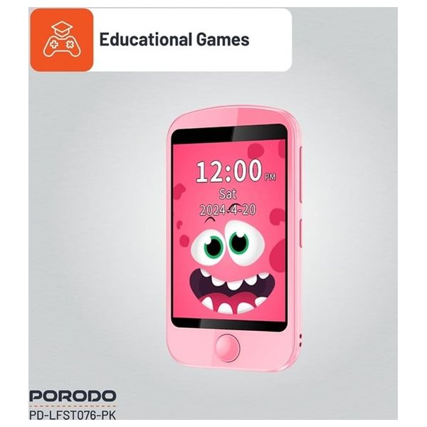 هاتف اطفال ذكي بورودو 4G - بشاشة 2.8-انج متعددة اللمس - 700 مللي أمبير في الساعة - شحن يو اس بي سي  لإعادة الشحن السريع والمريح - وردي 