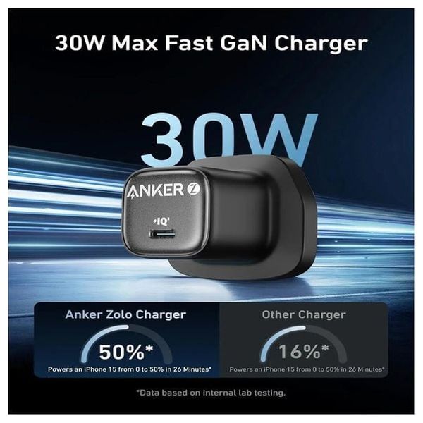  شاحن جداري انكر زولو A2698K11 - 30 واط - منفذ يو اس بي سي - اسود 