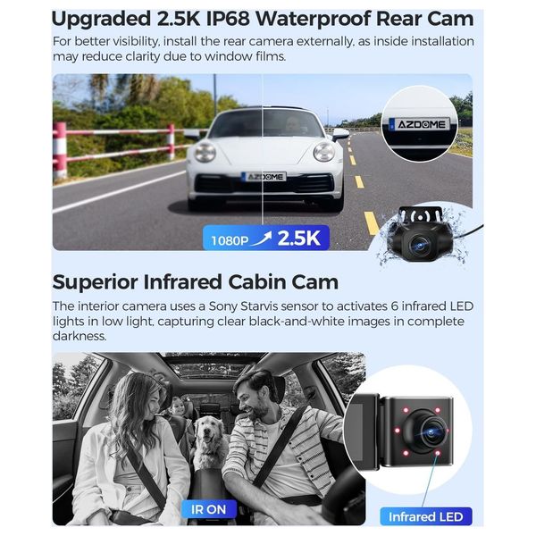  Azdome M550-Max - Dash Cam - Wi-Fi supported - microSD up to 64GB - Black 