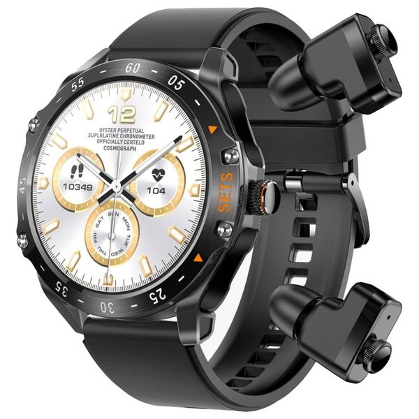  ساعة هايب الذكية مع سماعات أذن بورودو - شاشة مقاس 1.52 انج IPS ، مقاومة للماء بتقنية IP67 - أسود 