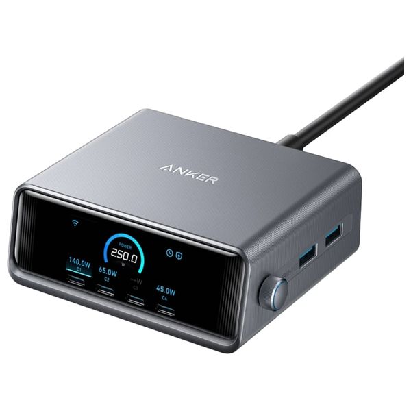 Anker Prime Charger - 250W - 6-Ports - 2.26-inch LCD display - Black 
