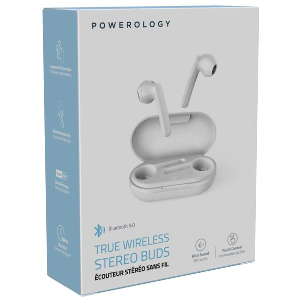 Powerology - Bluetooth Headphone In Ear - Playback Time Up to 16 hours total - White