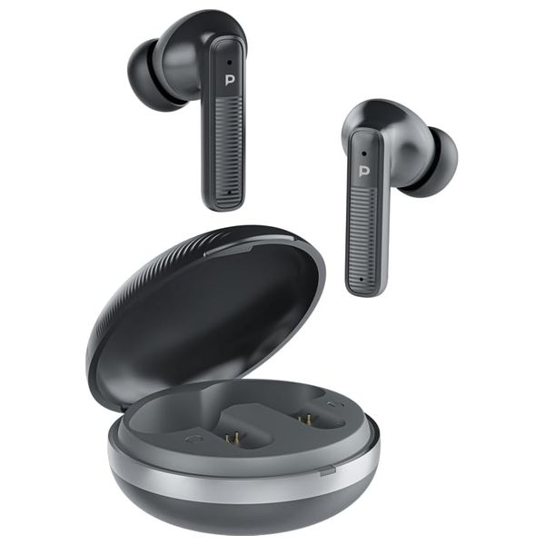 Powerology - Bluetooth Headphone In Ear - 4 microphones with Active Noise Cancellation - Smart touch for music and call control - Black