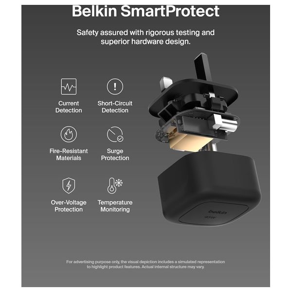 Belkin 2496 - Wall Charger & USB-C Cable 1M - 45W - Black
