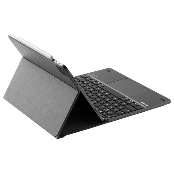  كيبورد موماكس اللاسلكية مع ستاند - مُصمم خصيصًا لجهاز ابل - غطاء ذكي مغناطيسي متصل - رمادي 