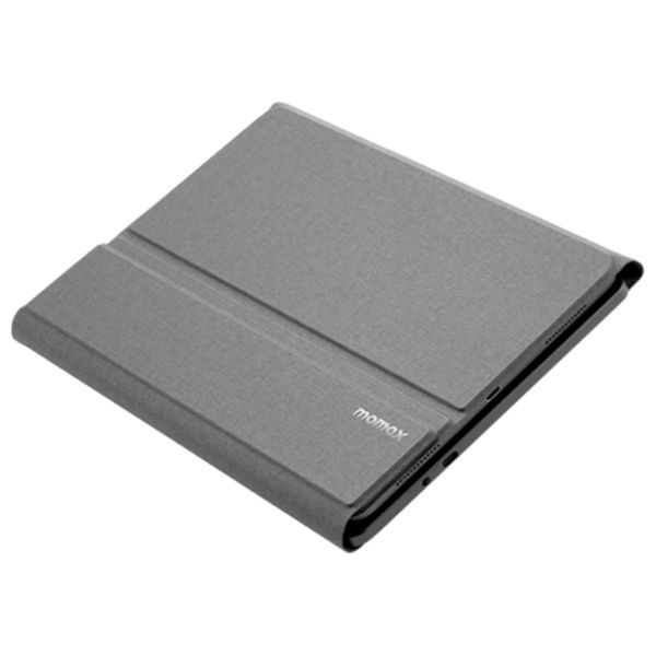  كيبورد موماكس اللاسلكية مع ستاند - مُصمم خصيصًا لجهاز ابل - غطاء ذكي مغناطيسي متصل - رمادي 