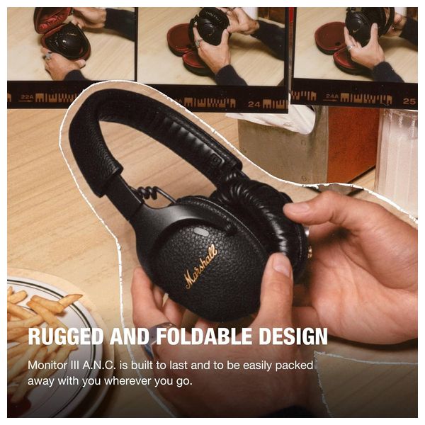  سماعات رأس مارشال مونيتور III - بخاصية إلغاء الضوضاء النشطة - أسود 