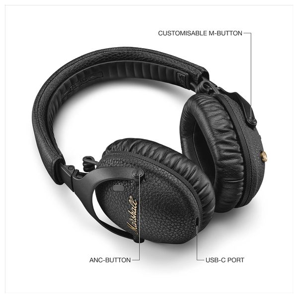  سماعات رأس مارشال مونيتور III - بخاصية إلغاء الضوضاء النشطة - أسود 