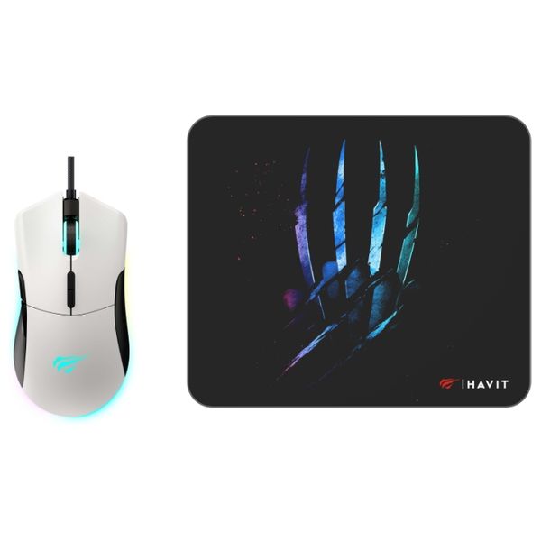 Havit MS1037CM - Gaming mouse & mouse pad combo - Up to 7200 DPI - Wired USB - Black