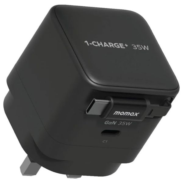  Momax Charger - 35W - charger with Retractable USB-C Cable - Black 
