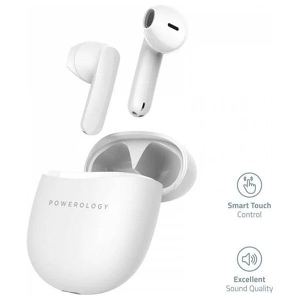 Powerology - Bluetooth Headphone In Ear - High-performance - Ultra-Lightweight - White