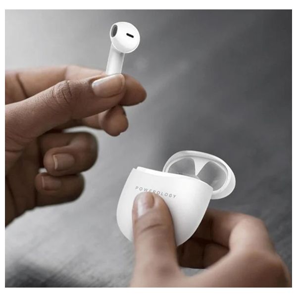 Powerology - Bluetooth Headphone In Ear - High-performance - Ultra-Lightweight - White