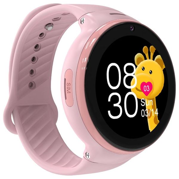  ساعة ذكية للأطفال بتقنية 4G و جي بي اس مع تطبيق JuniCare - شاشة تعمل باللمس مقاس 1.3 انج - مقاومة للماء IP67 - وردي 