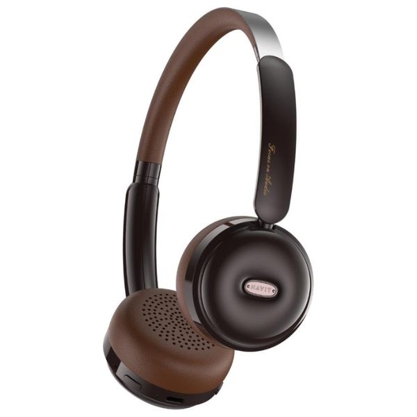 Havit H616BT - Bluetooth Headphone Over Ear - Up to 30 hours Battery Life - Stereo sound with deep bass - Brown
