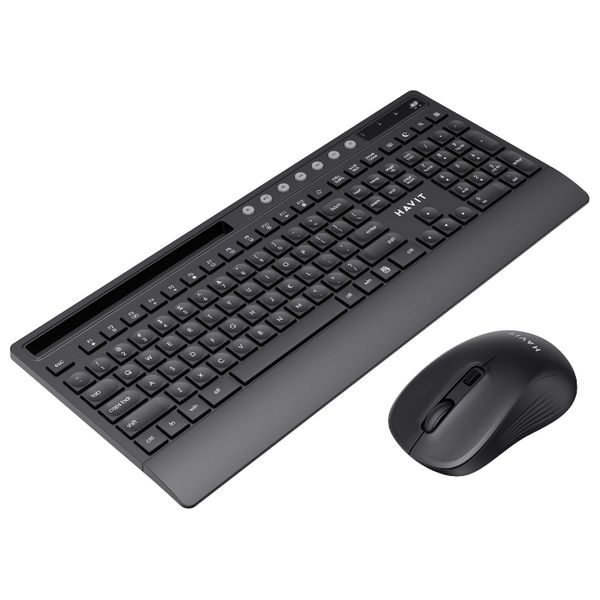 كيبورد و ماوس هافيت KB242GCM - إضاءة ار بي جي قابلة للتخصيص - تصميم مريح للاستخدام الطويل - اسود