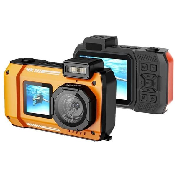  Porodo - Digital Camera - Dual screens make capturing selfies and framing shots easier - Waterproof build - Perfect for both still photography and action  - Orange 