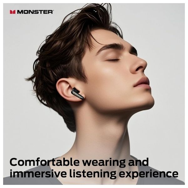 Monster Clarity 200 ANC Wireless Earbuds - Active Noise Cancellation (ANC) - Long Playtime Up to 25 hours of total listening time - Black