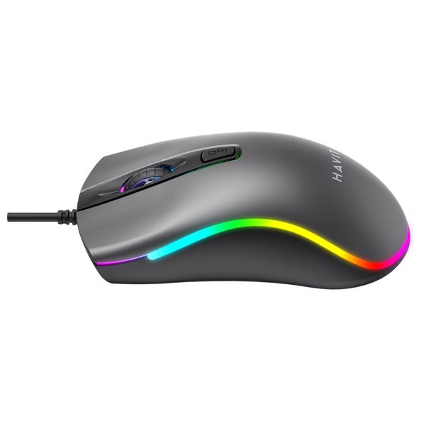  Havit MS72 Wired Gaming Mouse - RGB Lighting - Reliable USB Connection - Gray 