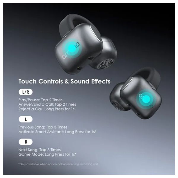 Oraimo OPN-372N – Bluetooth Headphone In Ear -  Up to 16 hours Play Time - Environmental Noise Cancellation - Gray