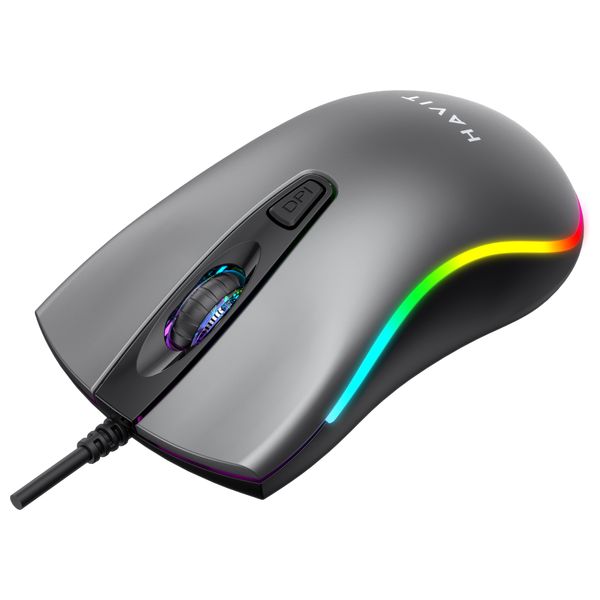  Havit MS72 Wired Gaming Mouse - RGB Lighting - Reliable USB Connection - Gray 