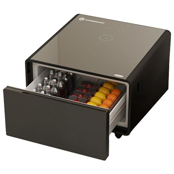  ثلاجة بجانب السرير باورولوجي - 65 لتر - مع شاشة تعمل باللمس وشحن لاسلكي - أسود 