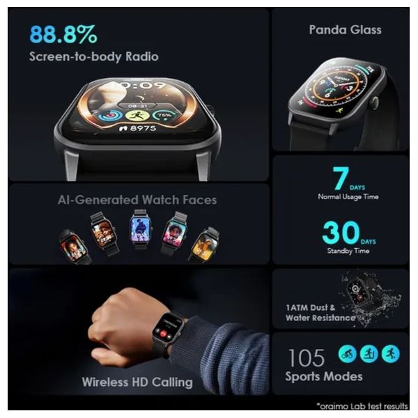 Oraimo OSW-505  Watch 5 Smartwatch - Water Resistant - Sports Mode - Black