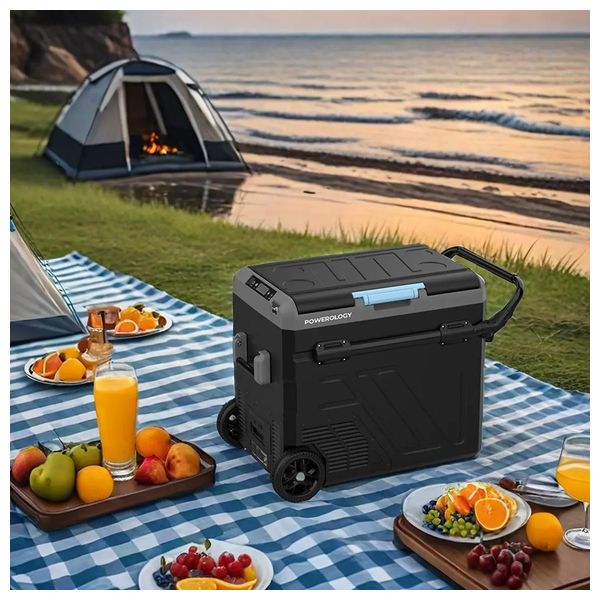 Powerology - Dual Compartment Smart Fridge & Freezer - 60L - 20800mAh Battery & PD 60W - Black