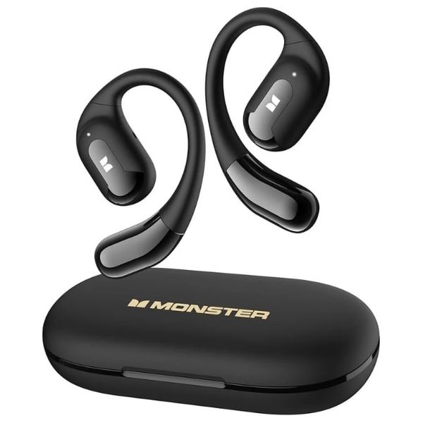 Monster Open Ear AC317 Wireless Headphones - Long Battery Life Up to 24 hours of playback - Sweat Resistant IPX6 rating - Black